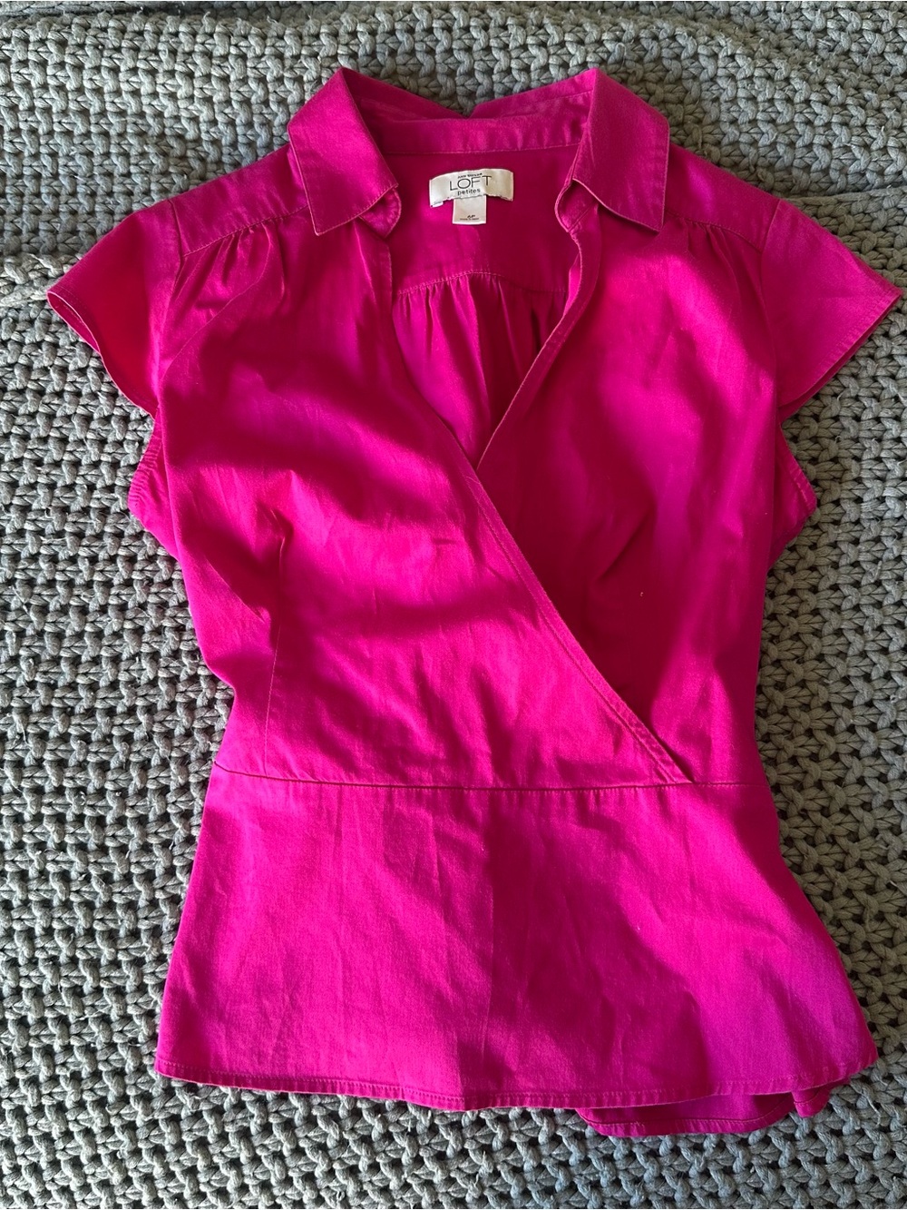 LOFT Women's Pink Wrap-Style Cap Sleeve Top